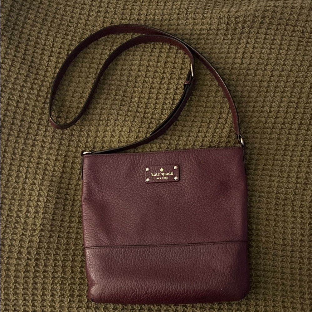 kate spade Plum Leather Crossbody with Gold-Tone Logo